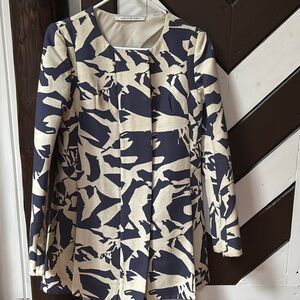 Diane Von Furstenberg Navy and Cream Abstract Jacket